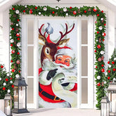 Aperturee - White Cute Santa Claus Elk Christmas Door Cover